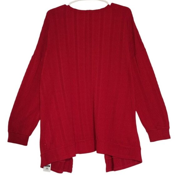 Alishebuy Women's Red Cardigan Sweater Long Sleeve Open Front Pockets, Size L. - Picture 2 of 7